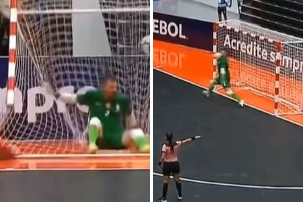 Pogodio golmana u glavu i nokautirao ga, a on pao i srušio gol Pogodio golmana u glavu i nokautirao ga, a on pao i srušio gol