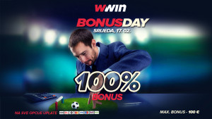 Bonus day WWin - 100% bonusa na sve opcije uplate - Srijeda, 17. 02.