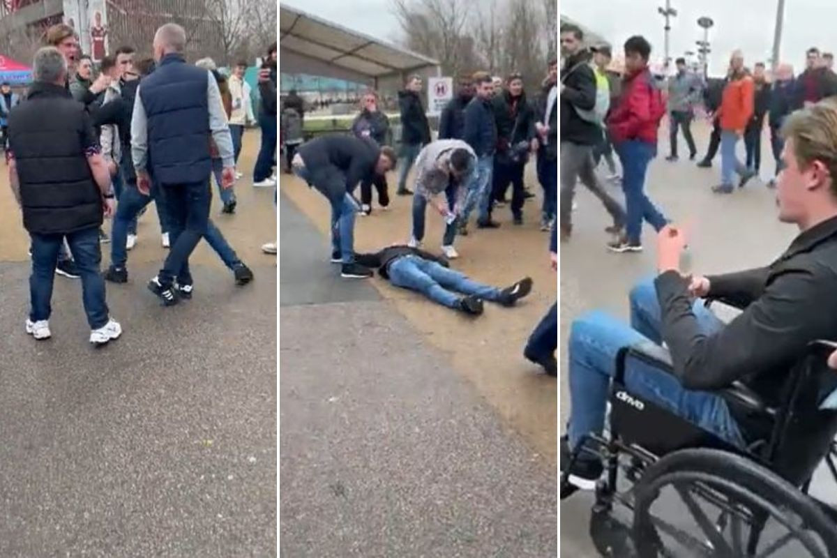 Šokantan snimak: Brbljivi navijač Chelseaja doživio strašan nokaut, nije mogao više stati na noge Šokantan snimak: Brbljivi navijač Chelseaja doživio strašan nokaut, nije mogao više stati na noge