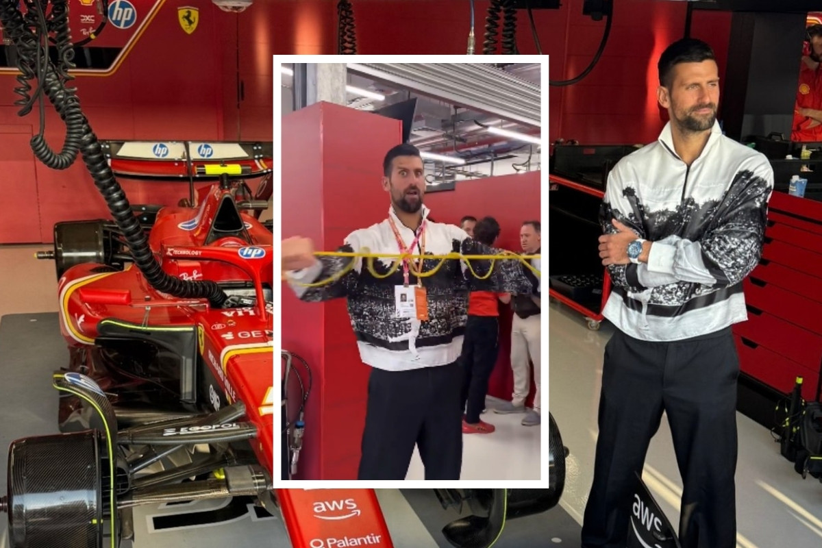 Đoković stigao u garažu Ferrarija pa osvojio srca fanova Formule 1 Đoković stigao u garažu Ferrarija pa osvojio srca fanova Formule 1