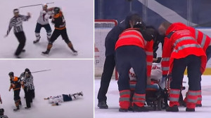 Najkraća tuča u historiji hokeja trajala tri sekunde: Uspavan momentalno, završio na nosilima 