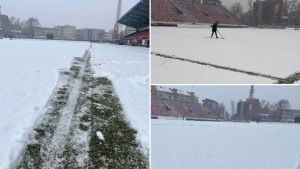 Snijeg napravio veliki problem: Pogledajte kako izgleda stadion u Banjaluci pred derbi Borac - Velež