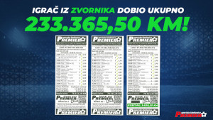 U Zvorniku na sportskom klađenju dobitak 233.365,50 KM, a u Sarajevu izvučen Jackpot 108.993,60 KM