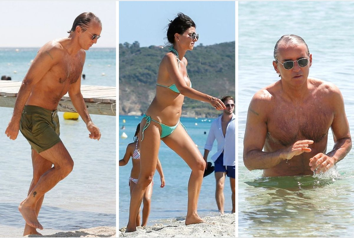 55-godišnji Roberto Mancini i supruga Silvia pokazali vrhunske forme na plaži za bogate 