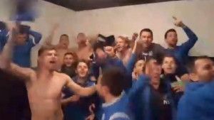 Veliko slavlje igrača i stručnog štaba Radnika nakon plasmana u Ligu za prvaka 
