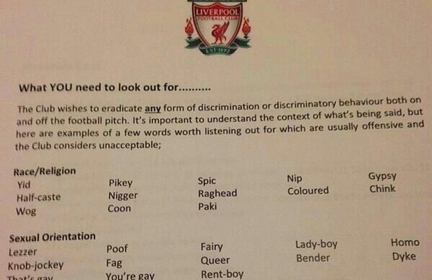 U Liverpoolu postoji lista zabranjenih riječi