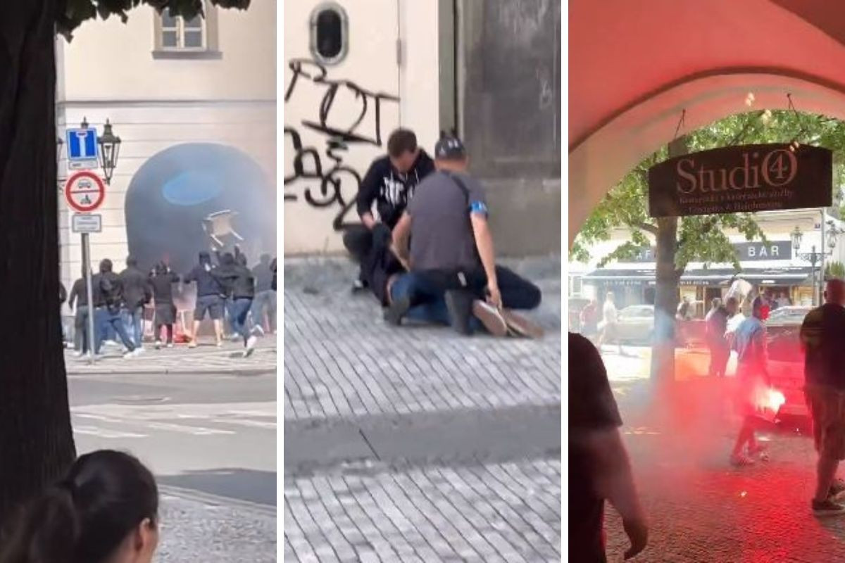 Haos u centru Praga: Navijači u crnom ruše sve pred sobom, ima povrijeđenih