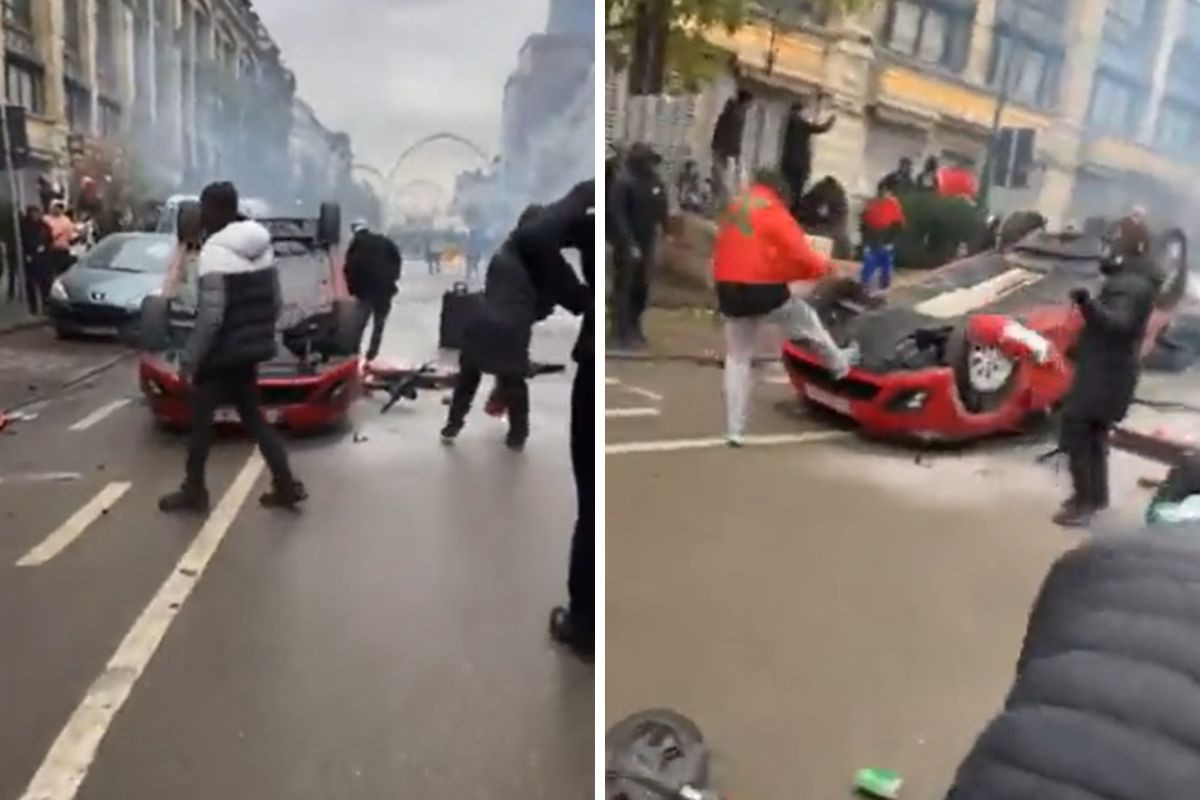 Navijački neredi u Briselu, požari i prevrnuta auta