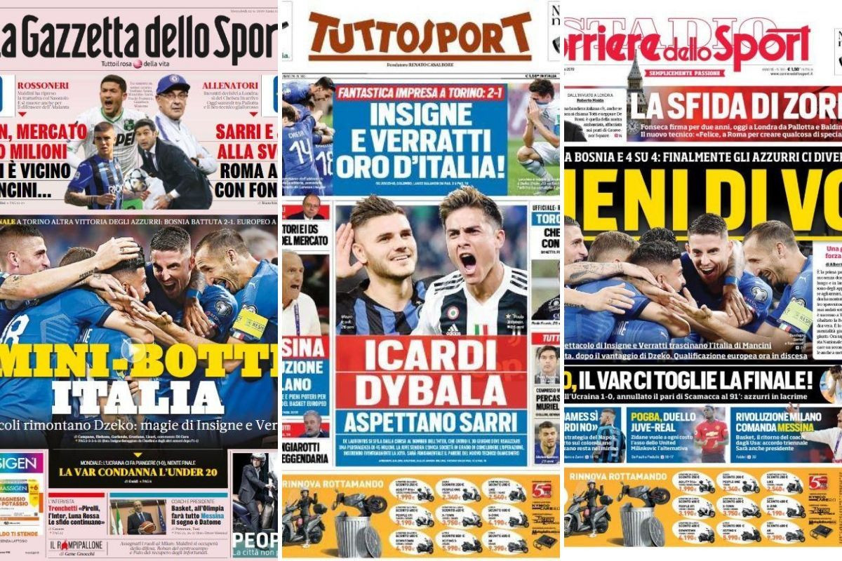 Naslovnice štampe na Apeninima: "Poduhvat u Torinu", "Mali preokrenuli protiv Džeke"... Naslovnice štampe na Apeninima: "Poduhvat u Torinu", "Mali preokrenuli protiv Džeke"...