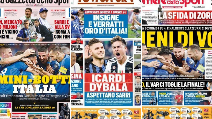 Naslovnice štampe na Apeninima: "Poduhvat u Torinu", "Mali preokrenuli protiv Džeke"...