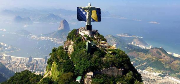 Zastava BiH na Kipu Krista Iskupitelja iznad Rio de Janeira