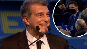 Messiju ni maska nije pomogla da sakrije reakciju kada mu se Laporta obratio