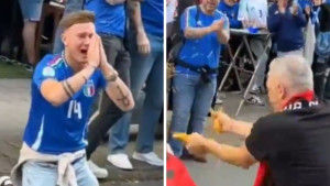 Scena navijača Italije i Albanije je nešto posebno: Italijan moli na koljenima, Albanac lomi "sveto"