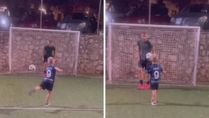 Bez fudbala se ne može ni na odmoru: Edin u ulozi golmana nemoćan protiv sina Danija