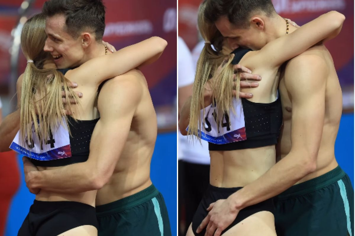 Sve osim obična čestitka: Ruski atletičari zaboravili na kamere, ruka "završila" gdje ne treba