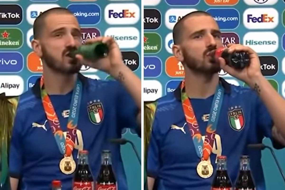 Bonucci napravio šou na press konferenciji: Pio pivo i kolu, a onda napravio selfie