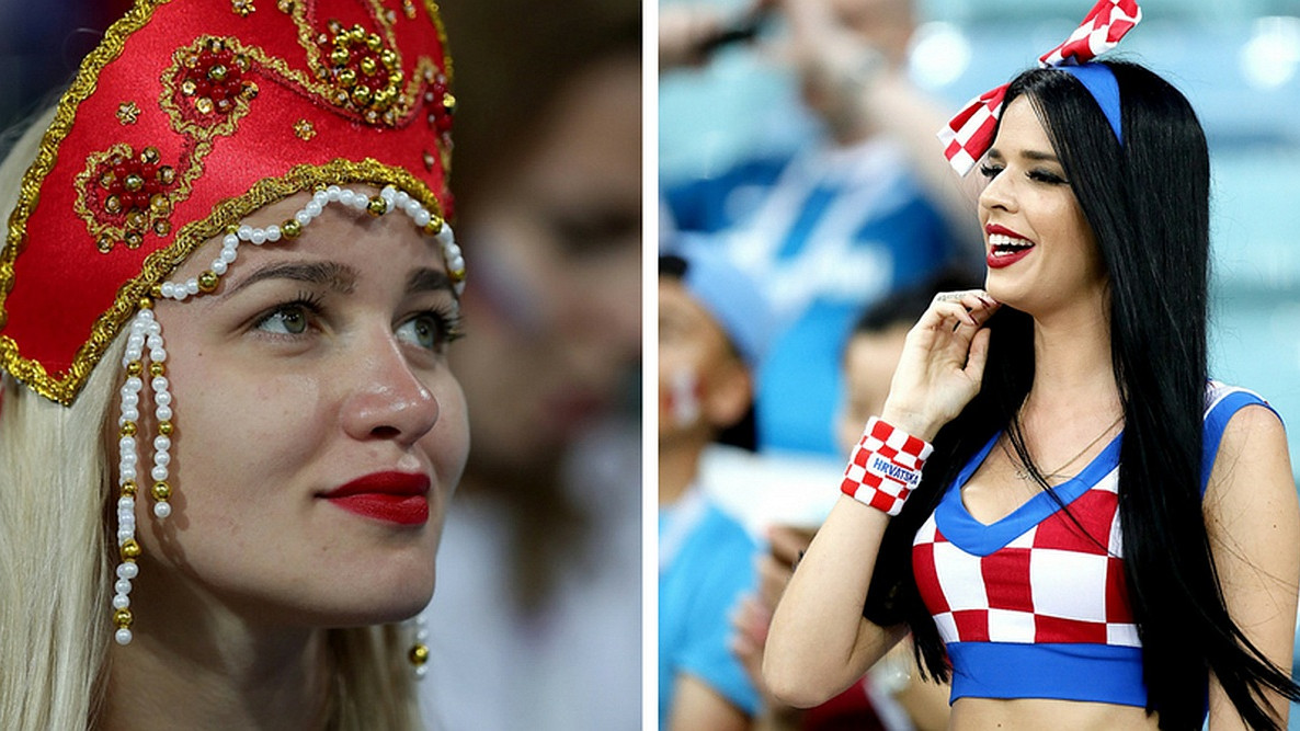 Na travnjaku borba fudbalera, a na tribinama navijačica Hrvatske i Rusije