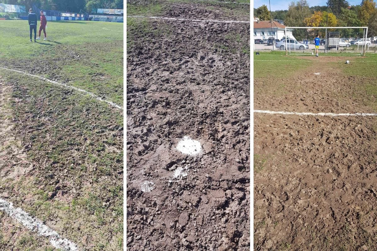 Katastrofa je mala riječ: Stadion u BiH prekriven blatom, na terenu se ne može hodati, a ne trčati