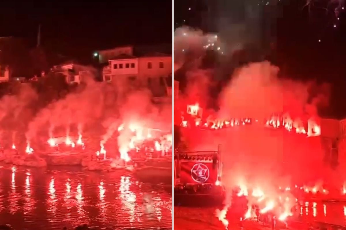 Vatromet i bakljada na Starom mostu obilježili Crvenu noć u Mostaru Vatromet i bakljada na Starom mostu obilježili Crvenu noć u Mostaru