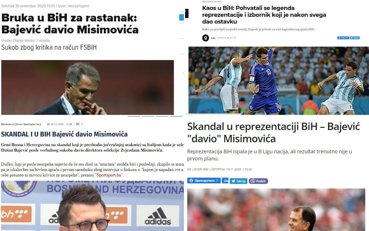 Regionalni mediji o sukobu unutar reprezentacije BiH: Bruka i skandal za rastanak