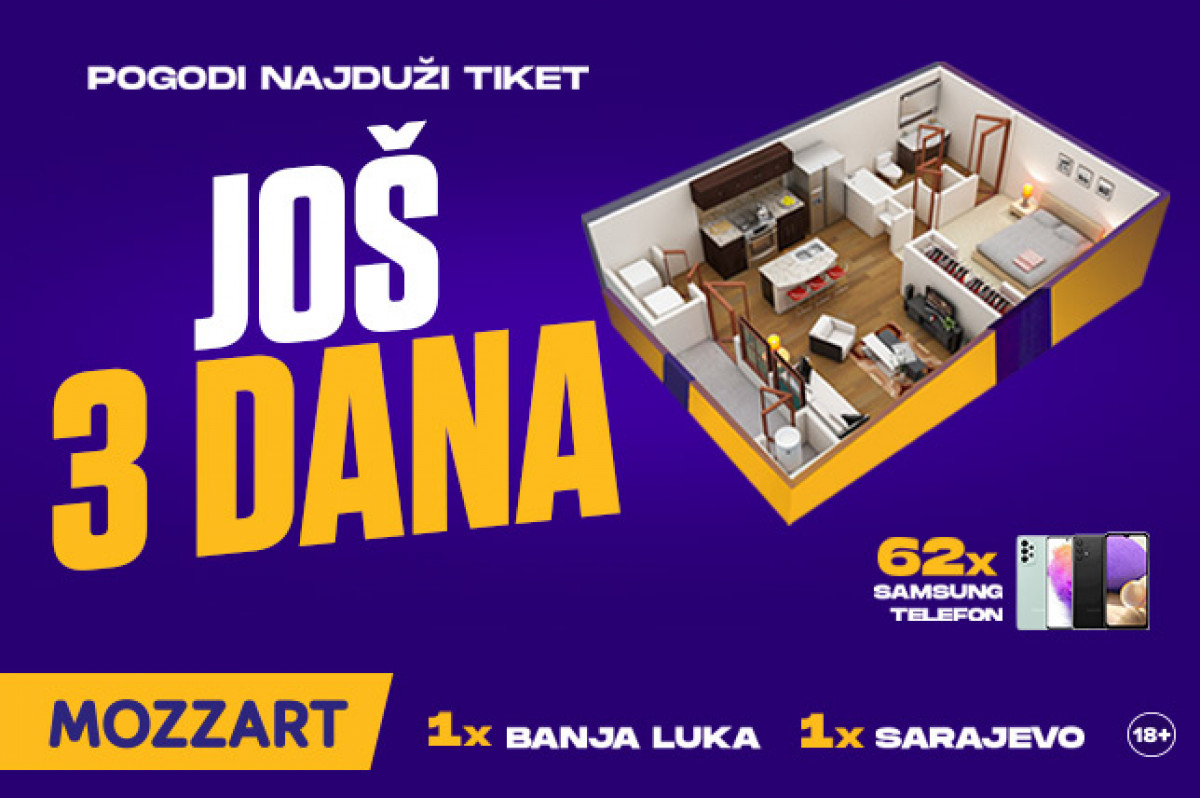 Još tri dana do najvećeg kladioničarskog takmičenje ikad u BiH! Još tri dana do najvećeg kladioničarskog takmičenje ikad u BiH!