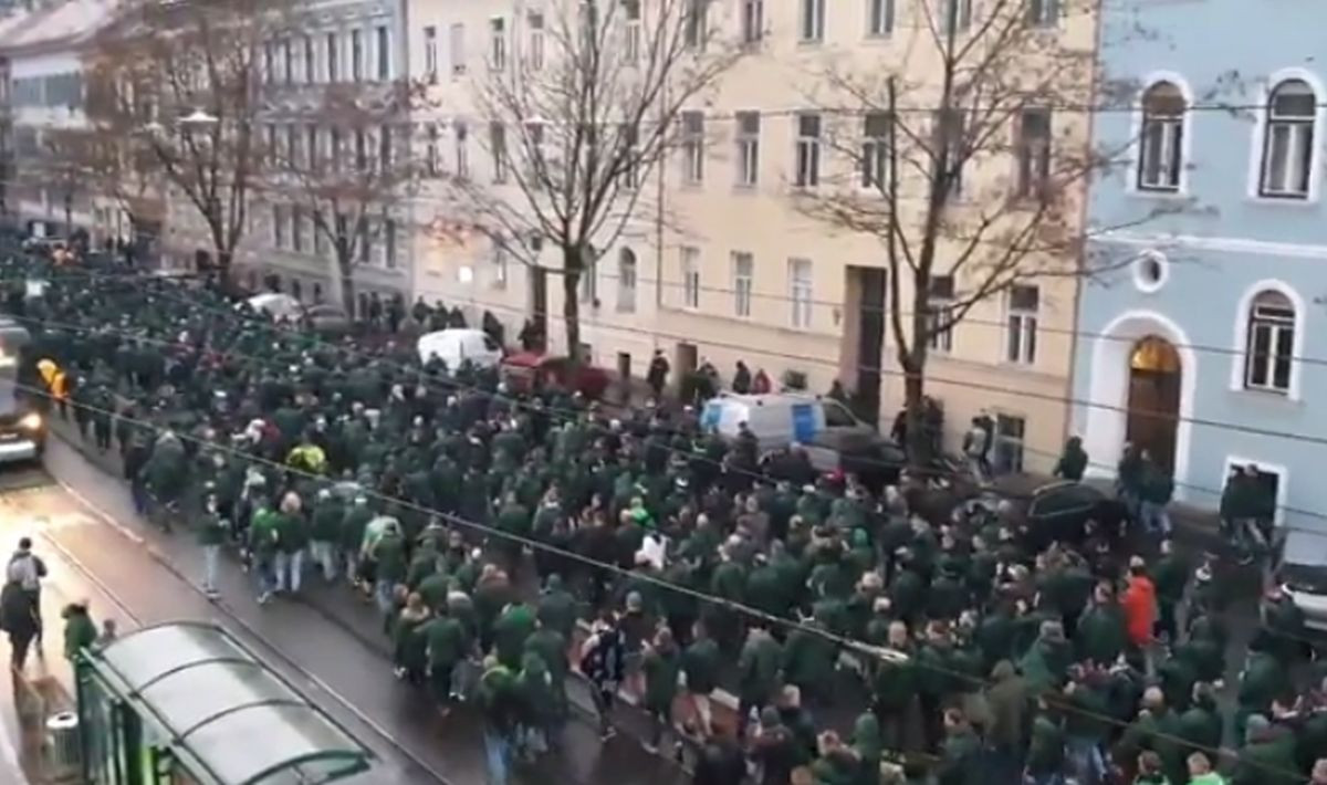 Hiljade navijača stigle na utakmicu: Zelena rijeka teče kroz Grac! Hiljade navijača stigle na utakmicu: Zelena rijeka teče kroz Grac!