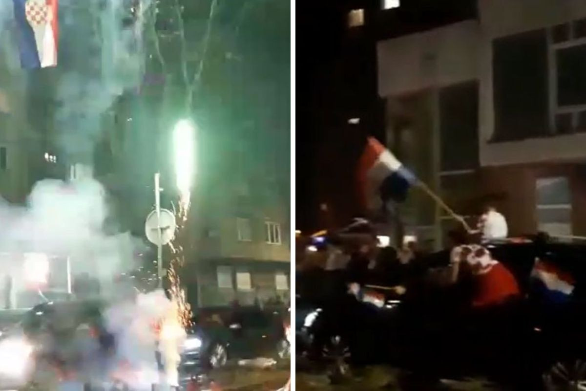 Veliko slavlje na ulicama Mostara nakon pobjede Hrvatske nad Marokom