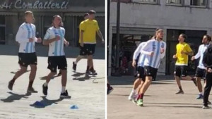 Stanovnici Udina u čudu: Ribery, Đurić i društvo trenirali na trgu u centru grada