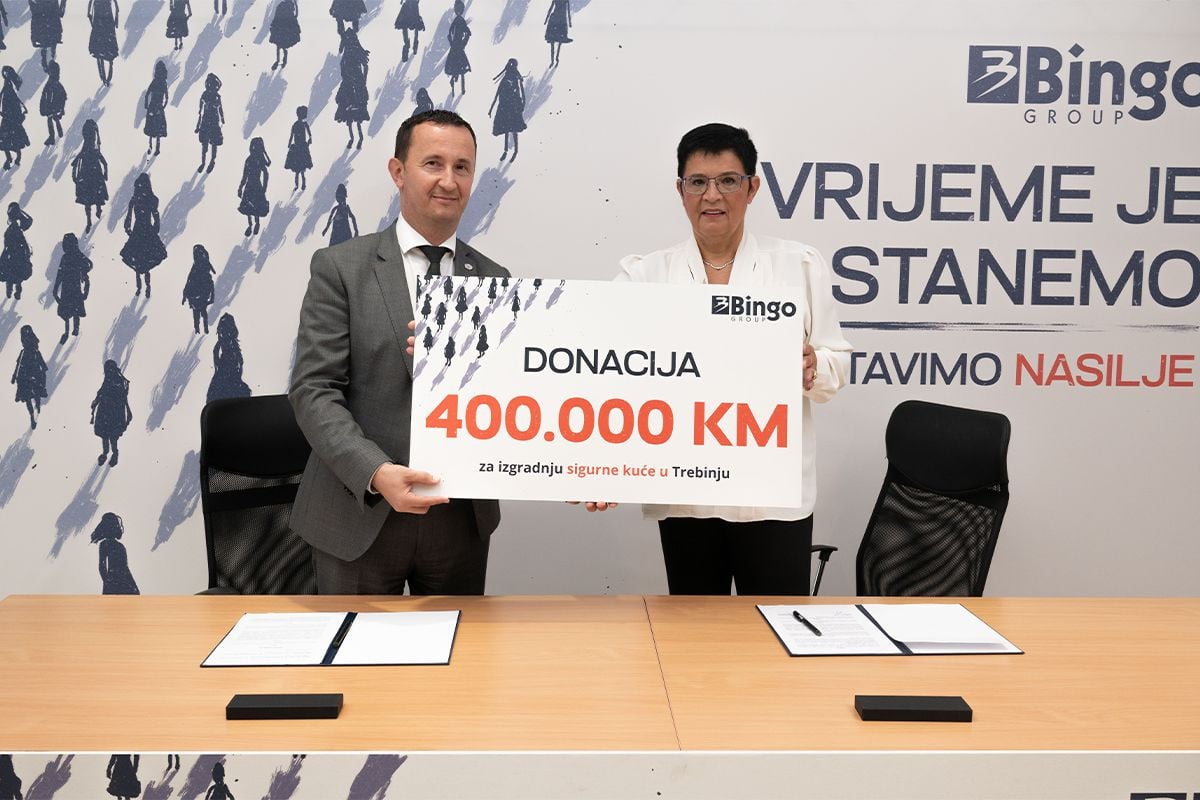 Bingo donirao 400.000 KM za izgradnju prve sigurne kuće u Trebinju Bingo donirao 400.000 KM za izgradnju prve sigurne kuće u Trebinju