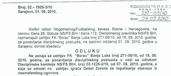 Ukinuta suspenzija Borcu