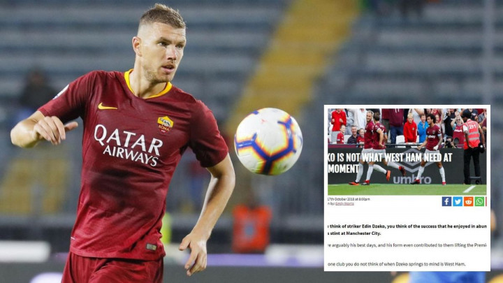 "Džeko nije dobar kao prije, West Ham je bolji bez njega"
