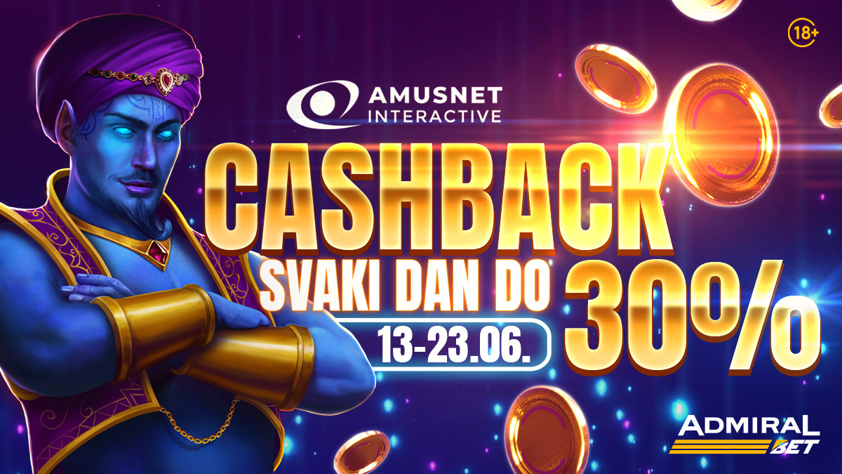 AdmiralBet dnevni Cashback do 30% na Amusnet Interactive kazino igrama!