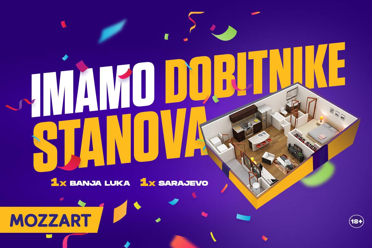 Odigraš tiket i dobiješ nov stan?! To može samo u Mozzartu, evo ko su dobitnici stanova u BL i SA Odigraš tiket i dobiješ nov stan?! To može samo u Mozzartu, evo ko su dobitnici stanova u BL i SA