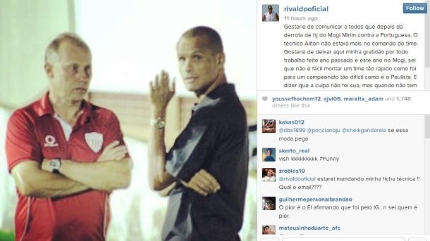 Rivaldo otpustio trenera preko Instagrama
