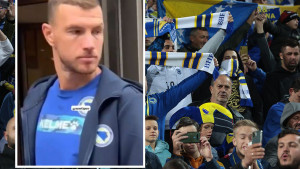 Džeko se iznervirao kada je vidio dres na navijaču: "Misliš da si zabavan?"