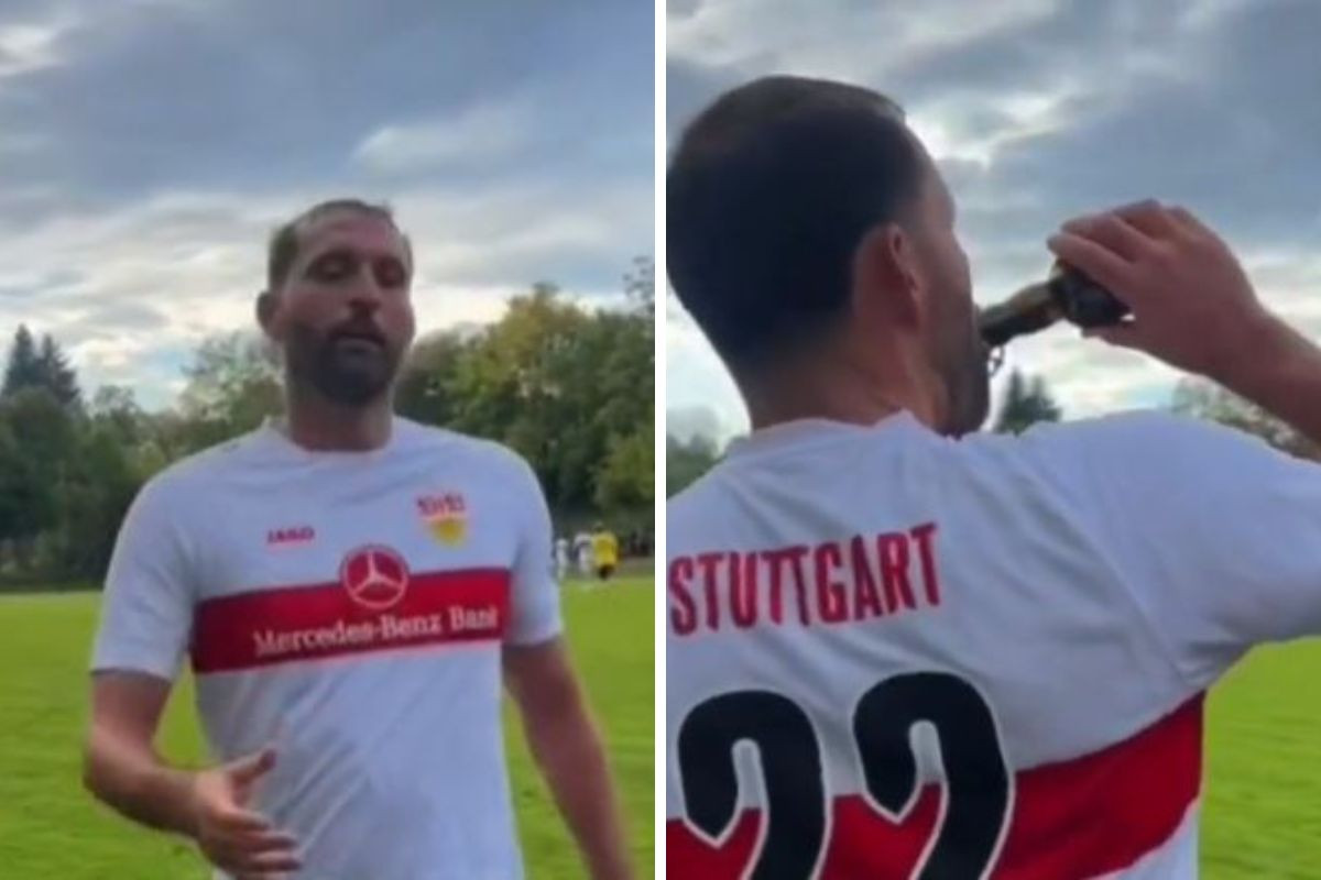 Bivši reprezentativac Njemačke nakon akcije ostao bez daha, pa prišao navijaču i uzeo pivo