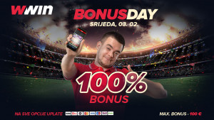 Bonus day u poslovnicama WWin - 100% bonusa na sve opcije uplate - Srijeda, 03. 02.