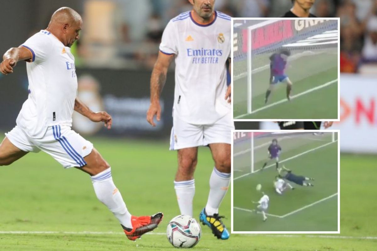 Roberto Carlos s pet metara htio zakucati loptu u gol, a on blokirao i skoro ostao bez glave