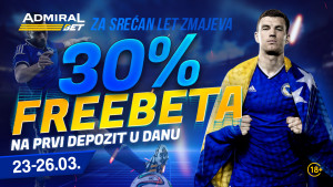 AdmiralBet – FreeBet bonus 30% za kvalifikacione utakmice EURO 2024. Naprijed Zmajevi!