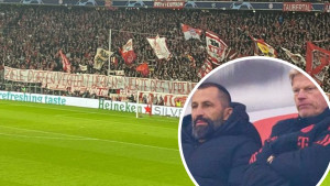 Navijači Bayerna na kraju okačili ogromnu parolu iza gola, čelnici kluba se crvenili od sramote