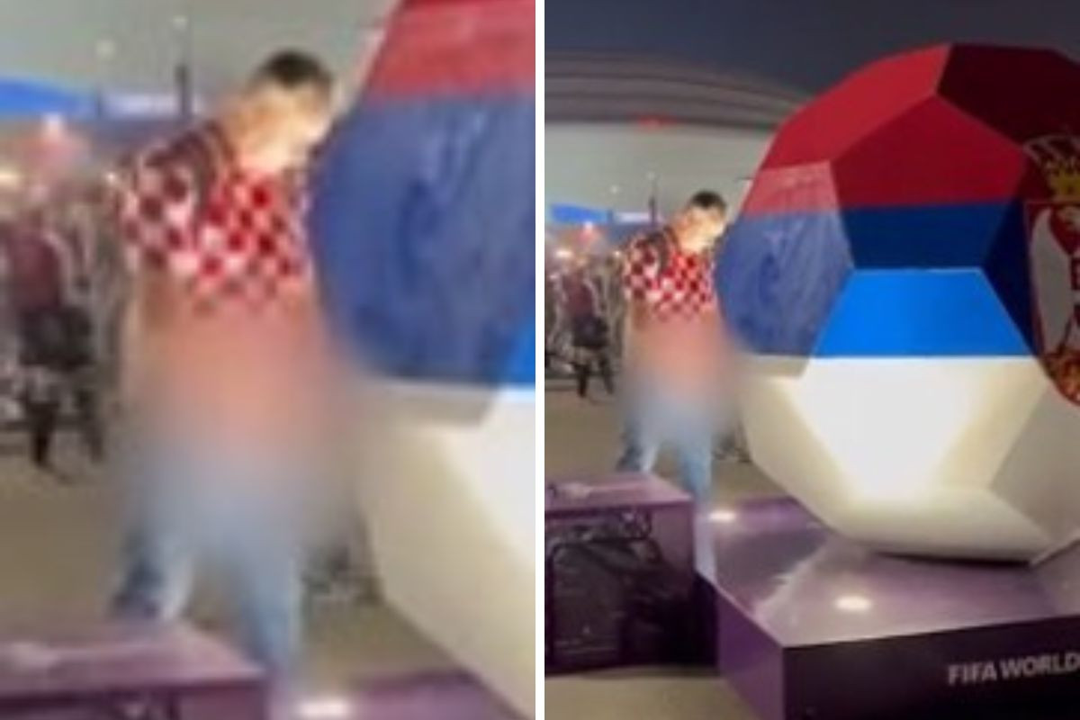 Skandal u Kataru: Navijač Hrvatske navodno urinirao po zastavi Srbije! 