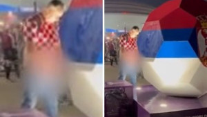 Skandal u Kataru: Navijač Hrvatske navodno urinirao po zastavi Srbije! 