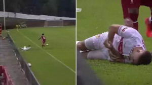 Gomez bezobrazno gurnuo igrača Stuttgarta u reklame i slomio mu lakat lijeve ruke