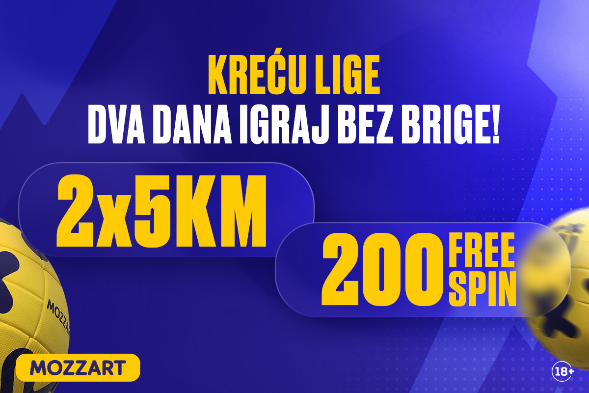 Dva dana besplatnog klađenja i 200 spinova – samo u Mozzartu! Dva dana besplatnog klađenja i 200 spinova – samo u Mozzartu!