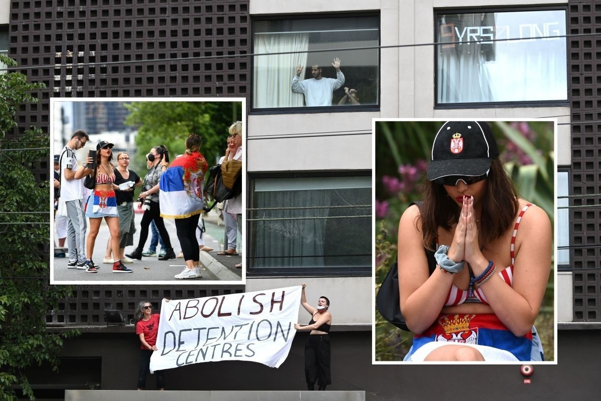 Srbijanci protestvuju na ulicama Melbournea i igraju kolo: Zatvoreni Đoković ih pozdravlja 