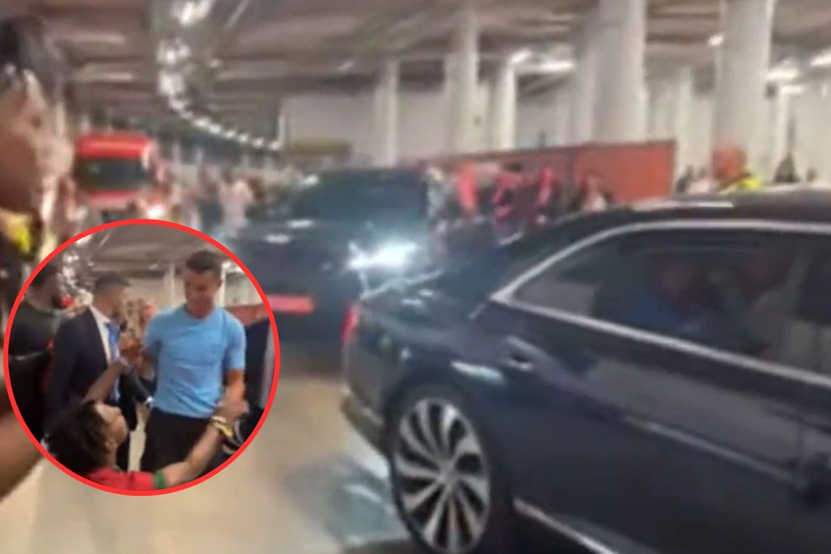 Zaustavlja se crna limuzina, izlazi Ronaldo, a momak odmah pada na koljena ispred njega Zaustavlja se crna limuzina, izlazi Ronaldo, a momak odmah pada na koljena ispred njega