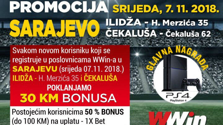 Registrujte se u Wwin poslovnicama u Sarajevu i osvojite Play Station 4, kao i vrijedne bonuse