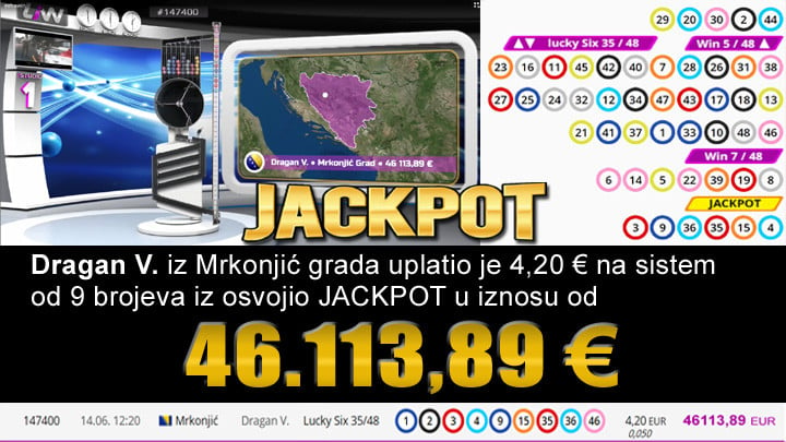 Lucky Six bingo Wwin kladionice donio Draganu iz Mrkonjić Grada 46.113,89 eura!
