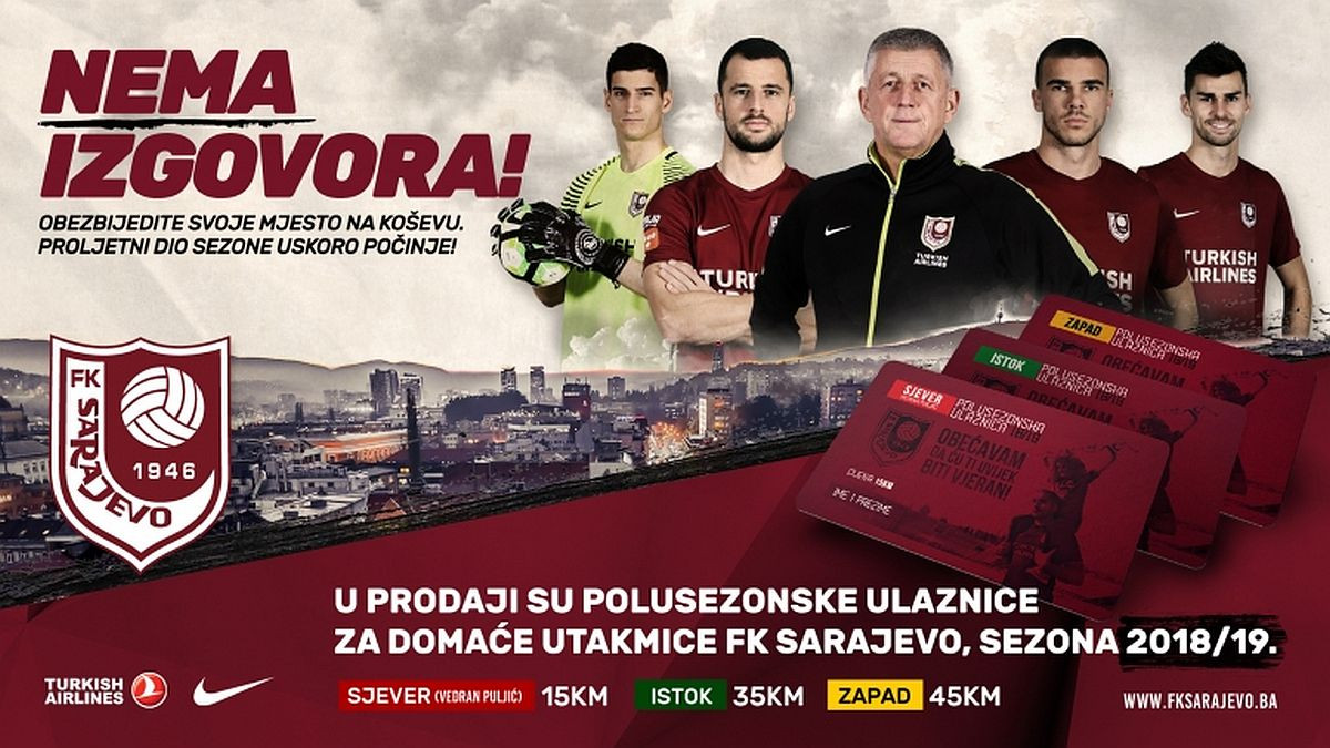 Polusezonske ulaznice za utakmice FK Sarajevo od danas u prodaji